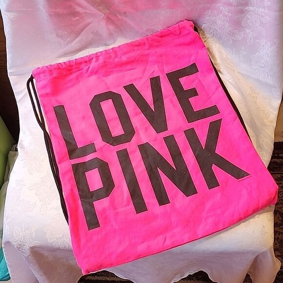 Like New Vintage Victoria Secret Drawstring Bag Hot Pink 💎 - Picture 1 of 6